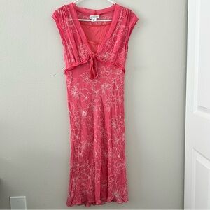 VTG Motherhood Maternity Pink Floral Bias Cut Midi Babydoll Slip Dress M 90s Y2K